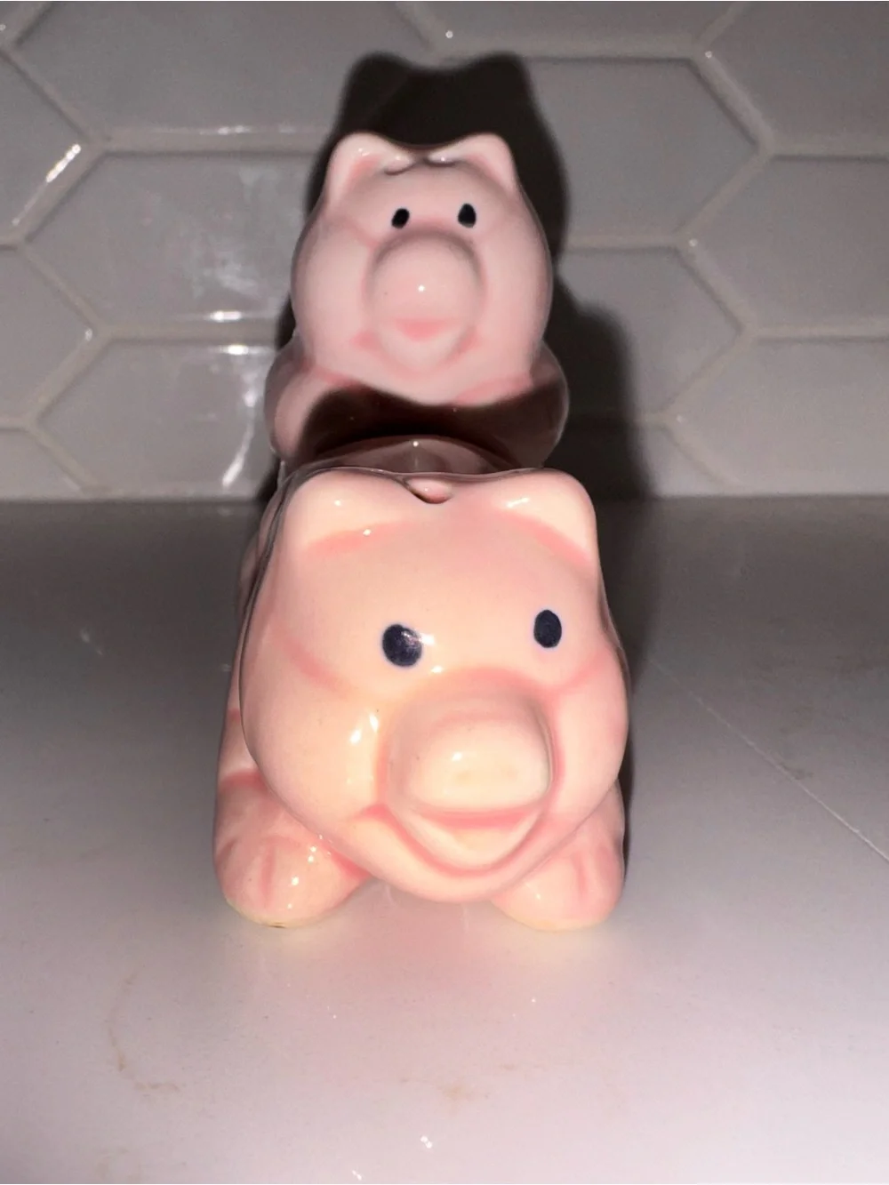 Vintage Ceramic Pig Salt and Pepper Shaker Set